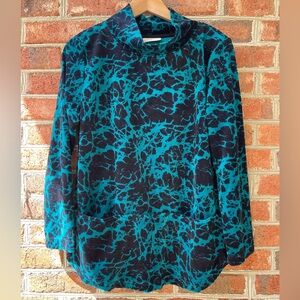 ☀️ Komil - S  - Artsy Blue Aqua Lagenlook Cowl Neck Velour Made In India